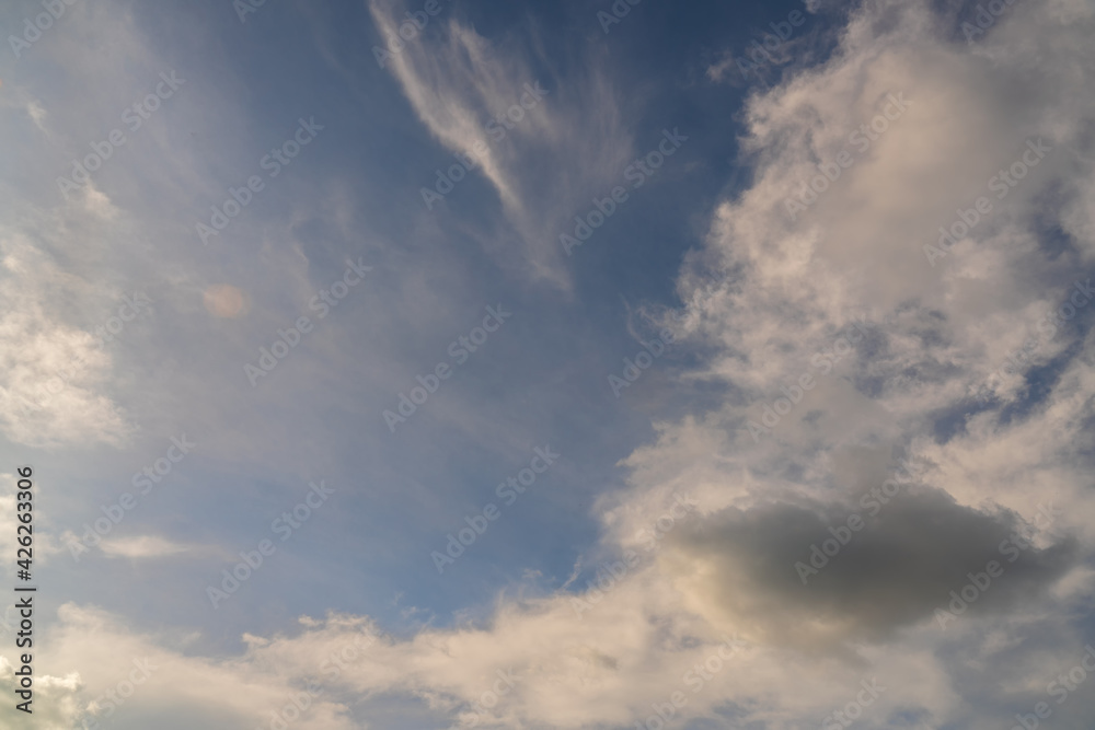 Blue sky with cloud background with coppy space for lettering