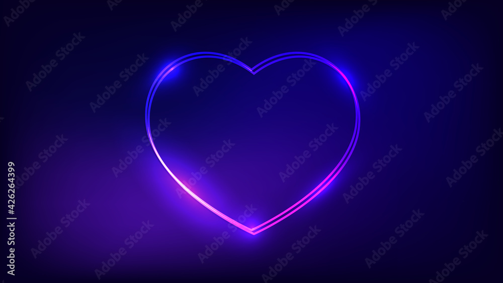 Neon double frame with shining effects Neon double frame with shining effects