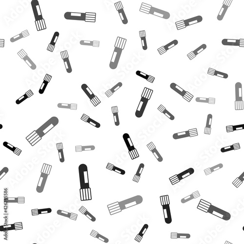 Black Test tube and flask chemical laboratory test icon isolated seamless pattern on white background. Laboratory glassware sign. Vector