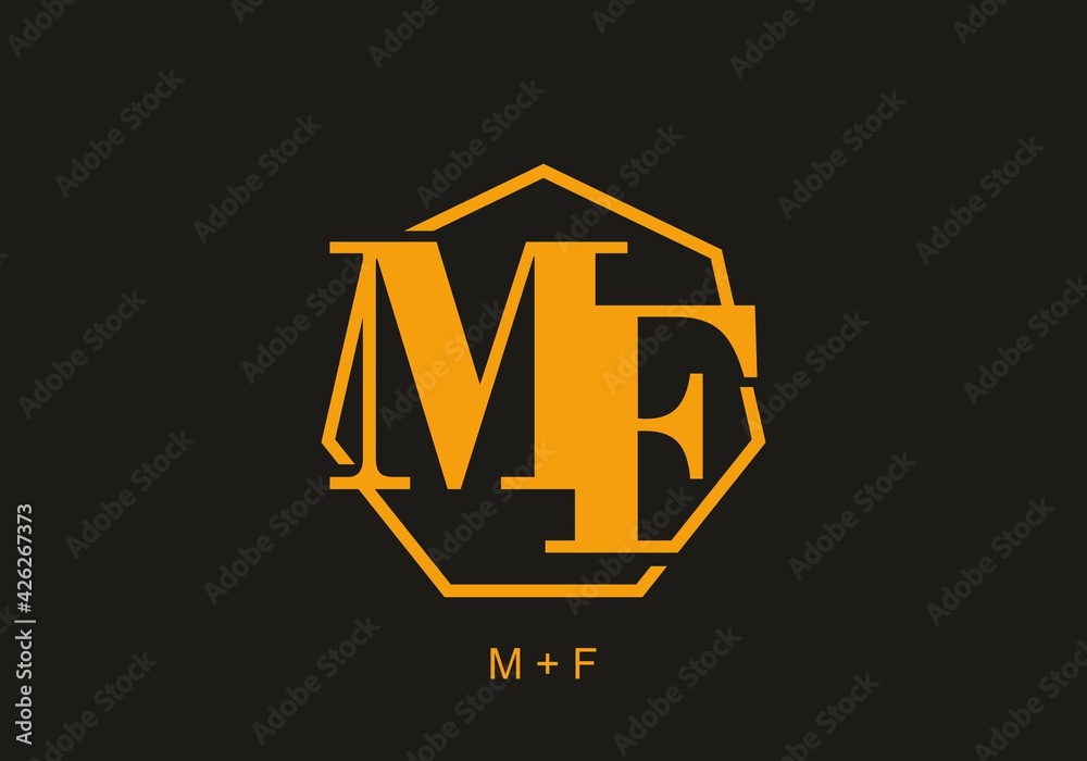 Black yellow of MF initial letter text Black yellow of MF initial letter text