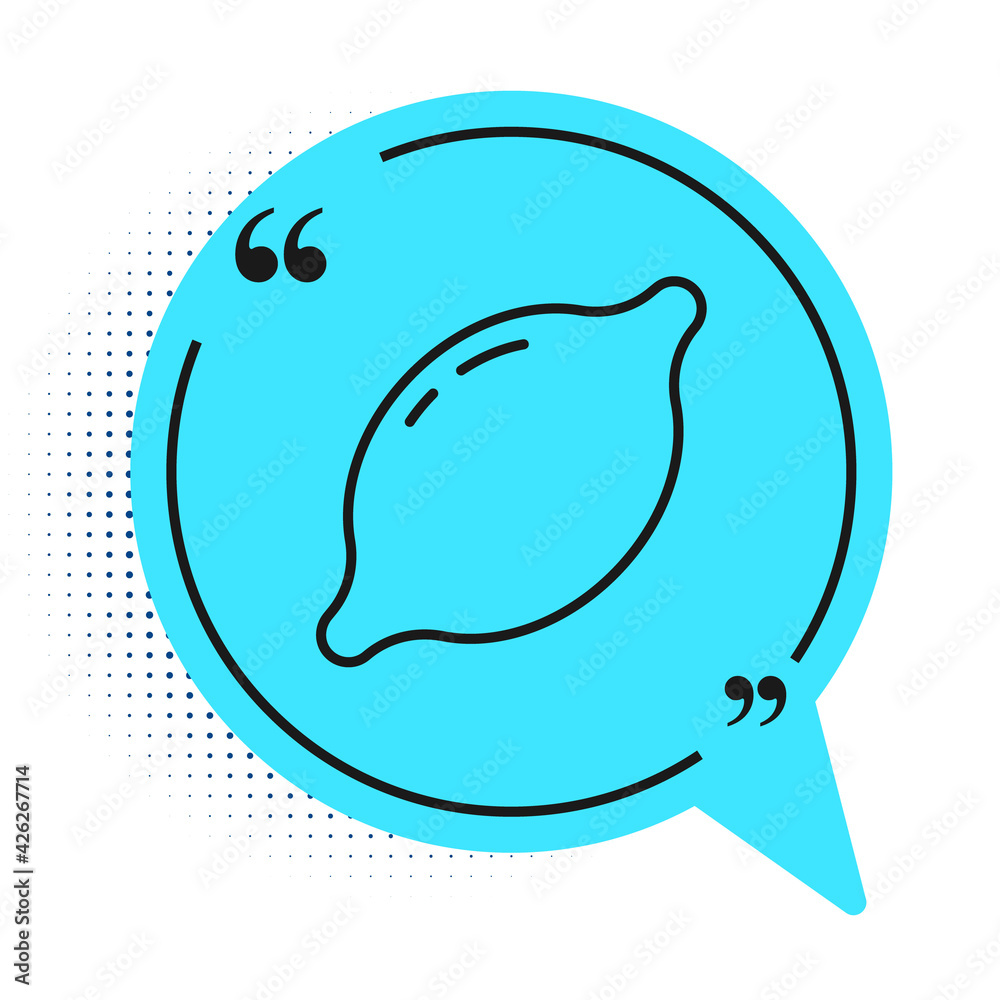 Black line Lemon icon isolated on white background. Blue speech bubble symbol. Vector Black line Lemon icon isolated on white background. Blue speech bubble symbol. Vector