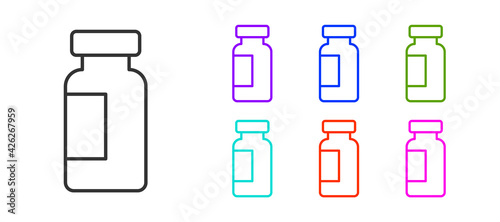 Black line Test tube and flask chemical laboratory test icon isolated on white background. Laboratory glassware sign. Set icons colorful. Vector