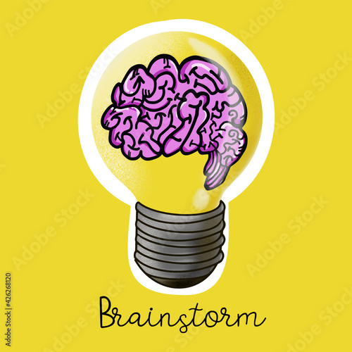 The brain in Light bulb for idea or brain storm concept.