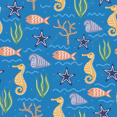 Underwater world vector ill...