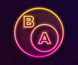 Glowing neon line Subsets, mathematics, a is subset of b icon isolated on black background. Vector