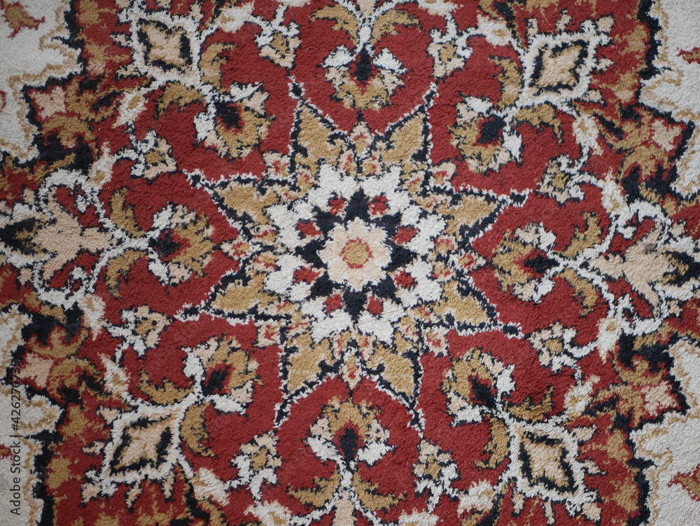 Carpet with floral pattern, top view