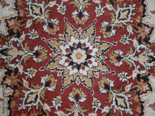 Carpet with floral pattern, top view