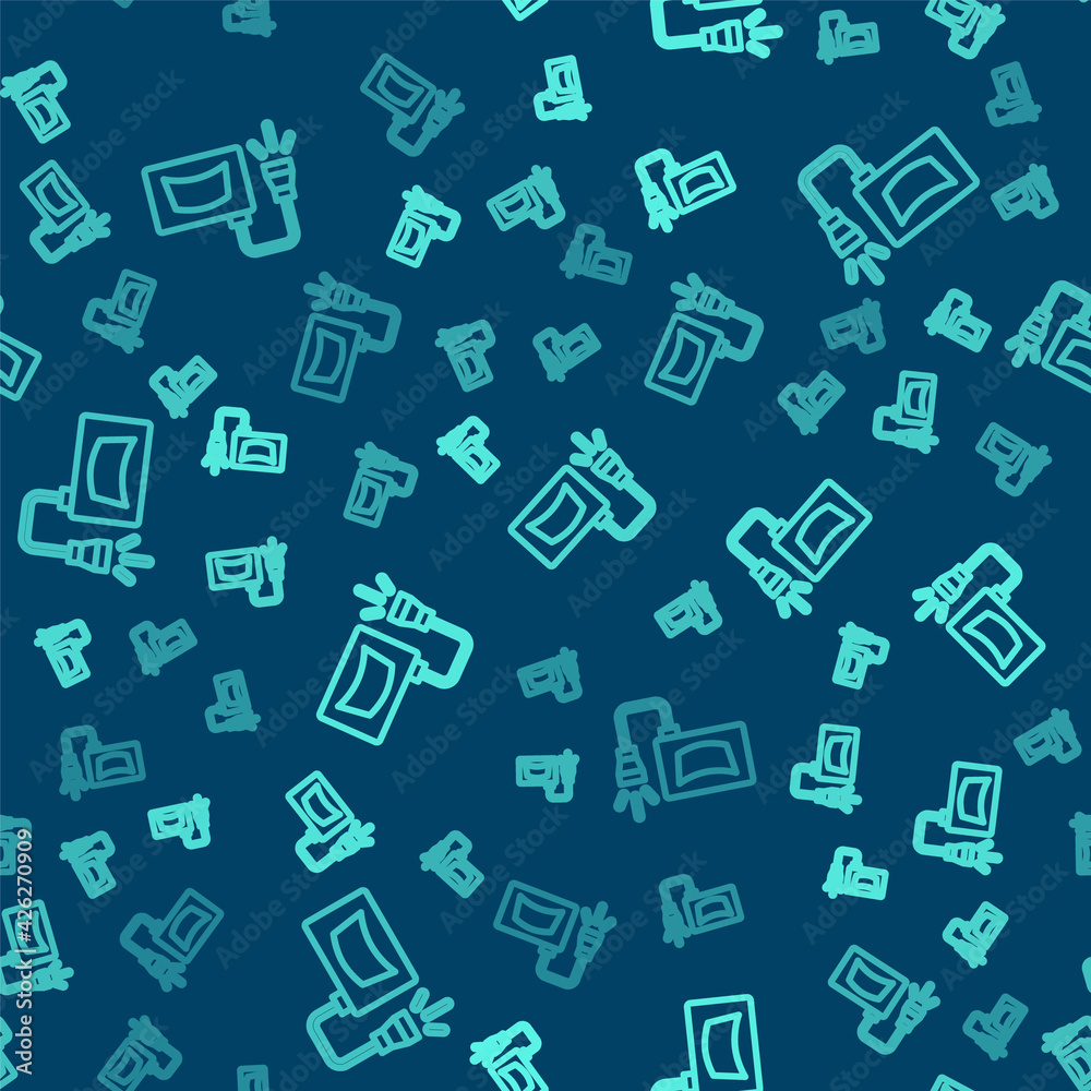 Green line Ultrasound icon isolated seamless pattern on blue background. Medical equipment. Vector Green line Ultrasound icon isolated seamless pattern on blue background. Medical equipment. Vector
