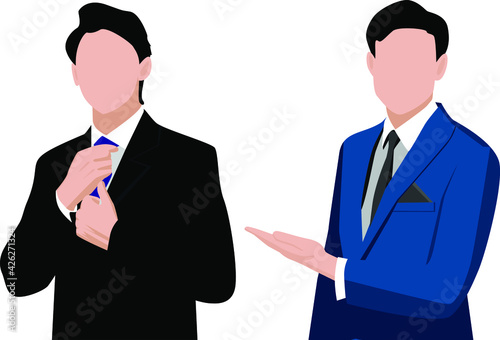 two business man cartoon vector with white background png