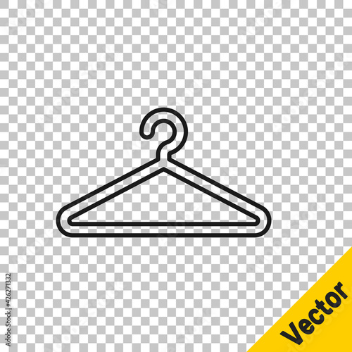Black line Hanger wardrobe icon isolated on transparent background. Cloakroom icon. Clothes service symbol. Laundry hanger sign. Vector