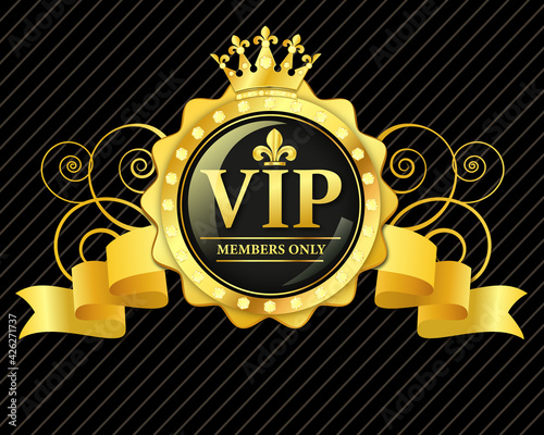 VIP label with ribbon. VIP background 