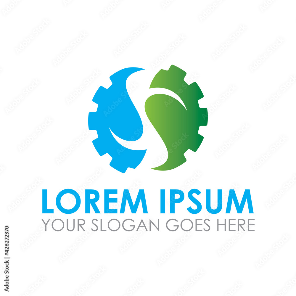 Fototapeta premium gear leaf vector , industrial logo