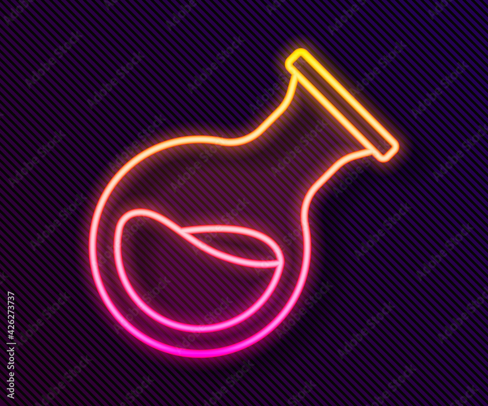 Glowing neon line Test tube and flask chemical laboratory test icon isolated on black background. Laboratory glassware sign. Vector Glowing neon line Test tube and flask chemical laboratory test icon isolated on black background. Laboratory glassware sign. Vector