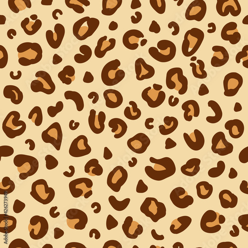 Leopard seamless pattern. Simple yellow-brown spots  abstract pattern. Vector illustration.  