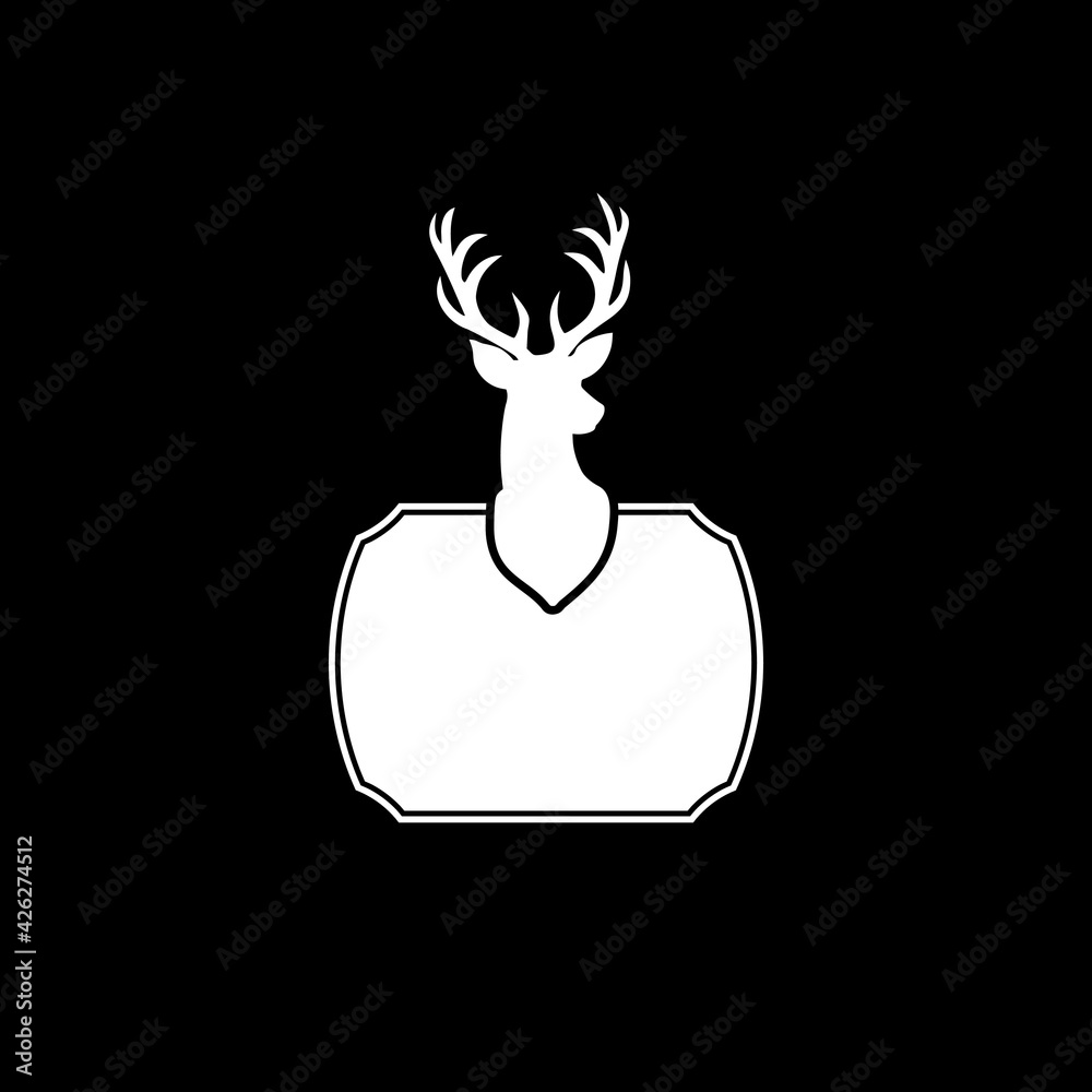 Deer on board icon isolated on dark background