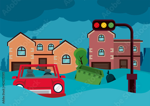 flood urban scene