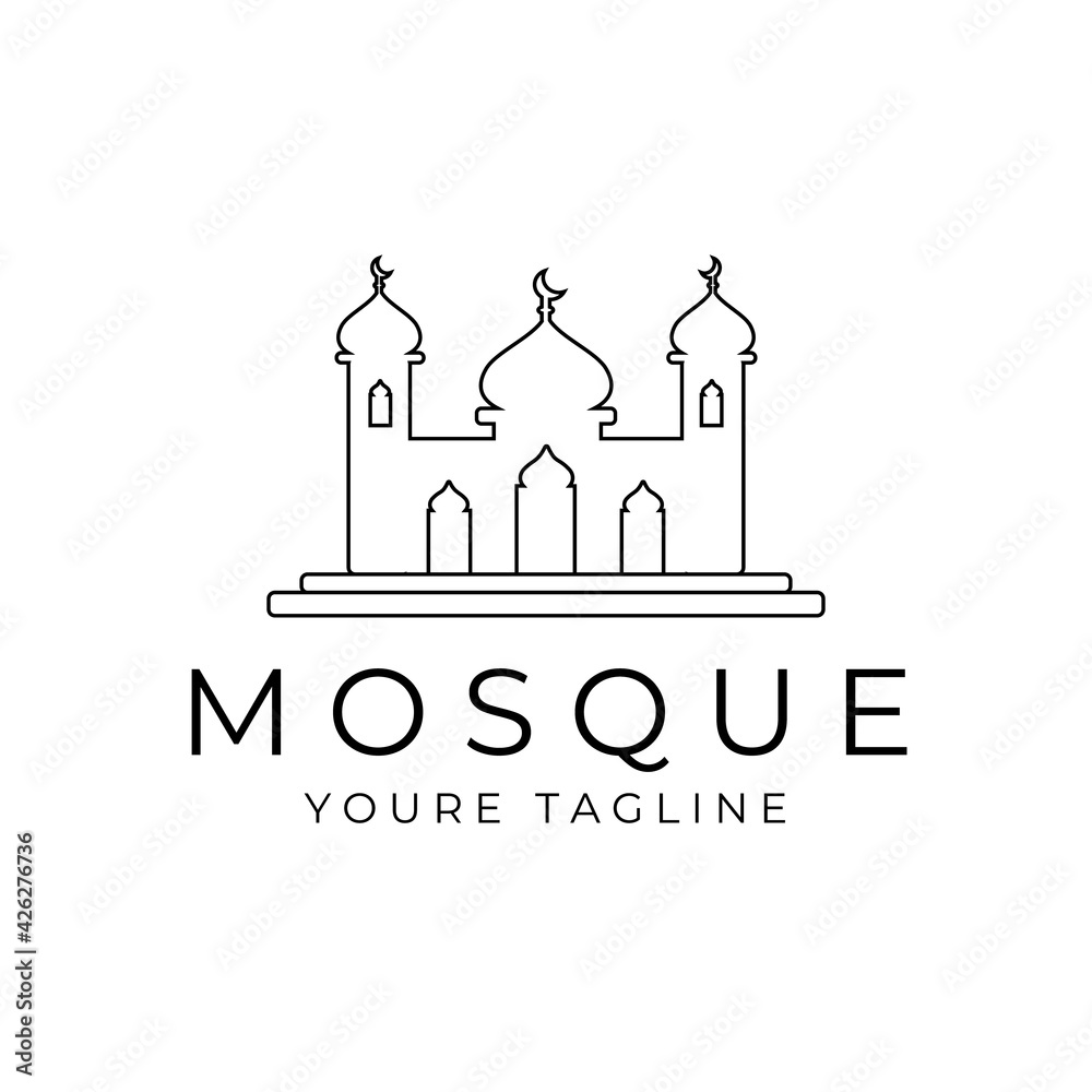 mosque logo vector line art illustration design mosque logo vector line art illustration design
