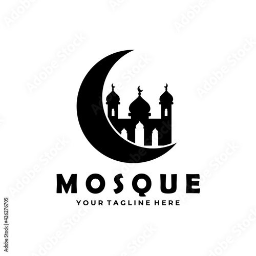 mosque logo vintage vector illustration design