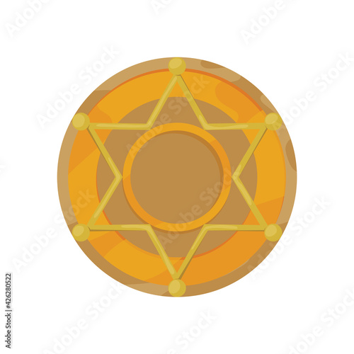 Wild west flat icon. Accessorie or object game and app ui icon. Sheriff star badge