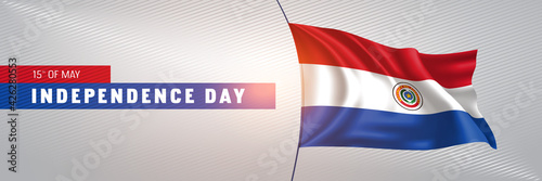 Paraguay happy independence day greeting card, banner vector illustration