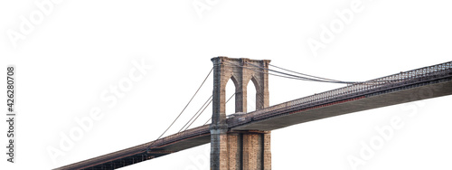 The Brooklyn Bridge (New York, USA) isolated on white background