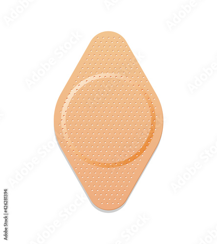 Medical plaster. Adhesive bandage or sticking plaster. Medical band aids protection patch for first aid. Protection and care. Vector cartoon plaster on white background
