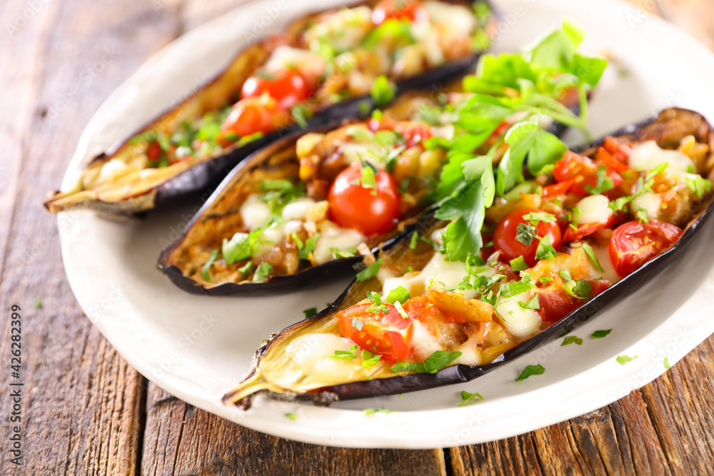baked aubergine with tomato and mozzarella baked aubergine with tomato and mozzarella