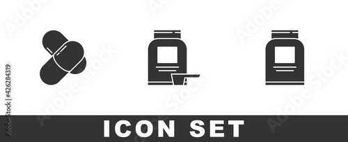 Set Sports nutrition, and icon. Vector