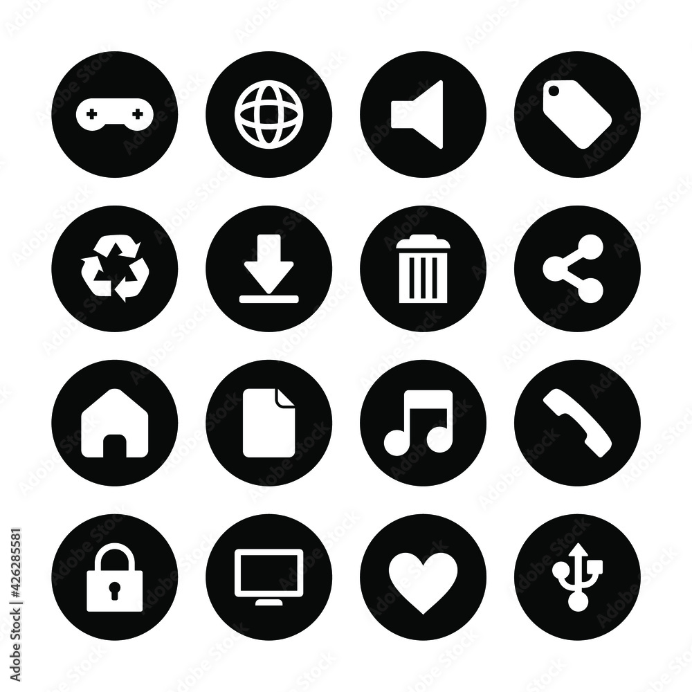 website and internet icon in black color