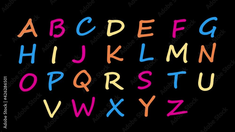 neon alphabet set