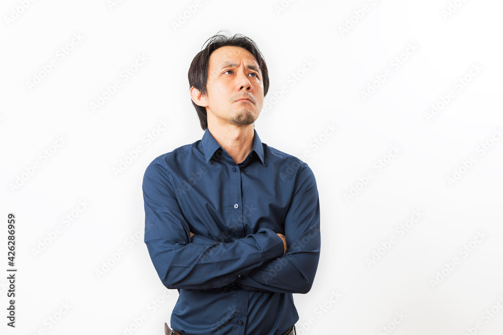 Adult handsome asian business man standing and looking to camera isolated on white background. Adult handsome asian business man standing and looking to camera isolated on white background.