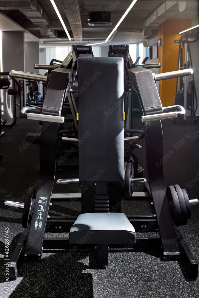 Gym machine in hall. Healthy lifestyle. Power sports training