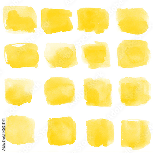 Watercolor stains on white background, abstract blots isolated. Bright colors, divorces.