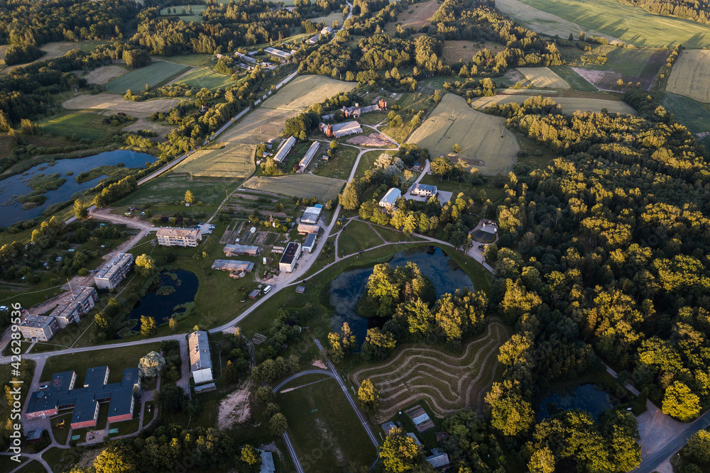 Aerial view of Turlava village, Latvia