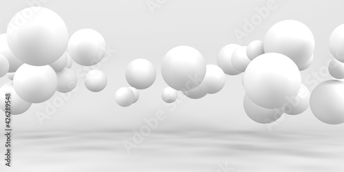 Abstract white many spheres design background