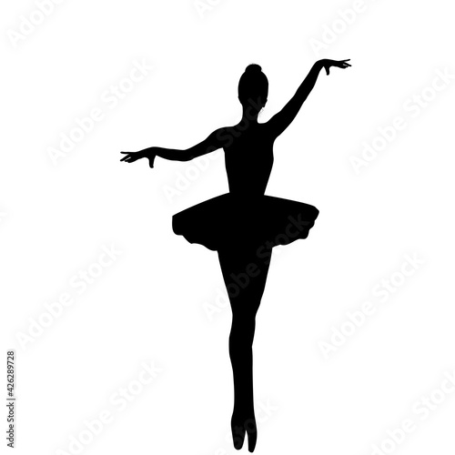 Silhouette of ballerina isolated on white background