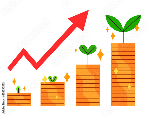 Capital that continues to grow. Concept vector illustration of successful business monetary earnings or growth.