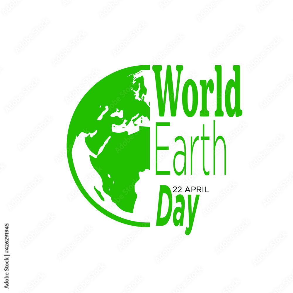 Typographic design for Earth Day. Concept Poster With Green Leaves. Vector Template. with white background. Typographic design for Earth Day. Concept Poster With Green Leaves. Vector Template. with white background.