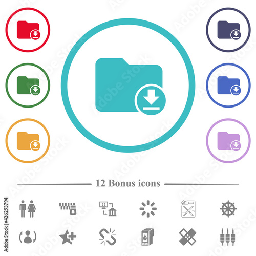 Download directory flat color icons in circle shape outlines