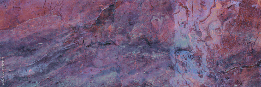 Naklejka premium Purple Abstract marble texture background High resolution. Luxury purple marbel for design. counter top view of natural tiles stone in glitter pattern and luxurious. polished purple agate crystal slab