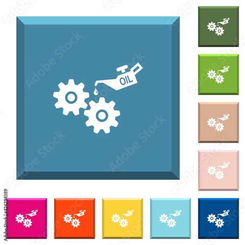 Oiler can and gears white icons on edged square buttons