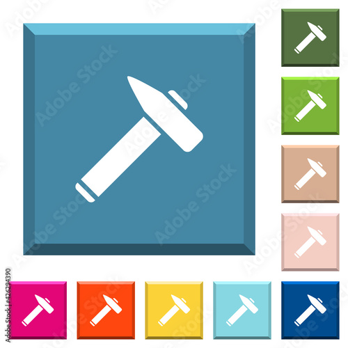 Old hammer white icons on edged square buttons
