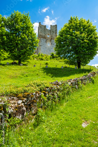 Medieval castle ruins in Brinje in Lika, Croatia photo