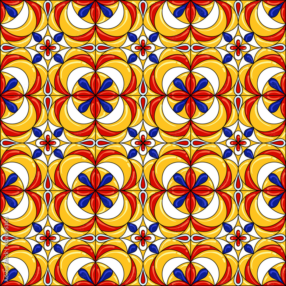 Ceramic tile pattern. Gorgeous seamless pattern. Can be used for wallpaper pattern fills web page background or surface textures Ceramic tile pattern. Gorgeous seamless pattern. Can be used for wallpaper pattern fills web page background or surface textures