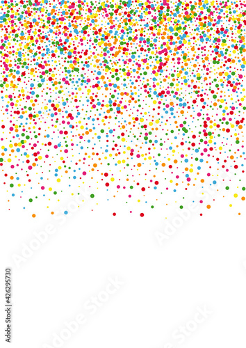 Red Circle Color Texture. Dot Polka Background. Orange Side Round. Blue Top Confetti Illustration.