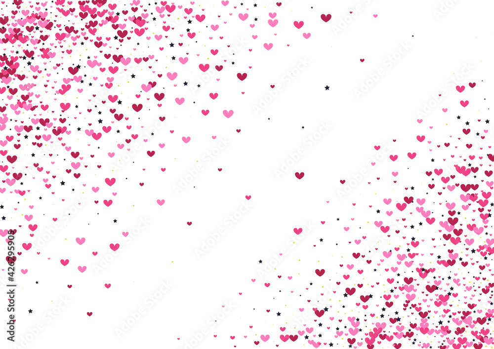 Rose Fireworks Confetti Wallpaper. Pink Scatter Backdrop. Round Love Background. Red Circle Falling. Gift Texture.