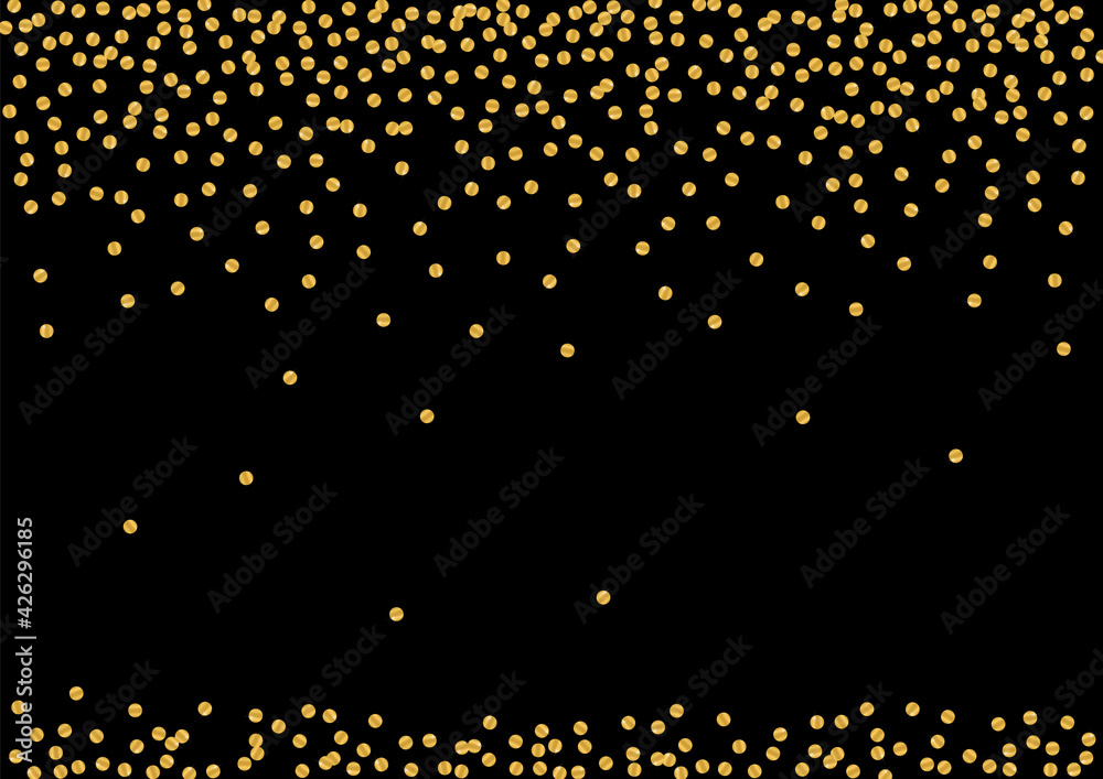 Gold Falling Confetti Background. Magic Foil Texture. Golden Dot Sequin Particles. Bright Circle Illustration. Gradient Random Design.