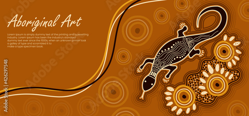 Poster design with goanna aboriginal art photo