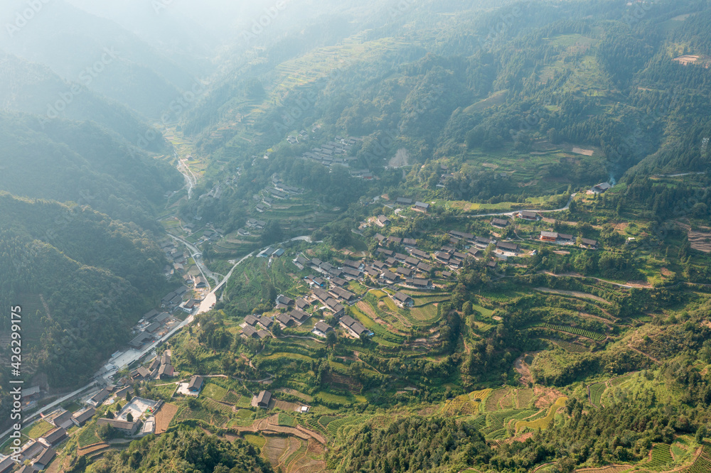 The Lvdong Mountain of the Xiangxi Geopark. The natural scenery of Hunan Province, China, the classic Chinese rural scene.