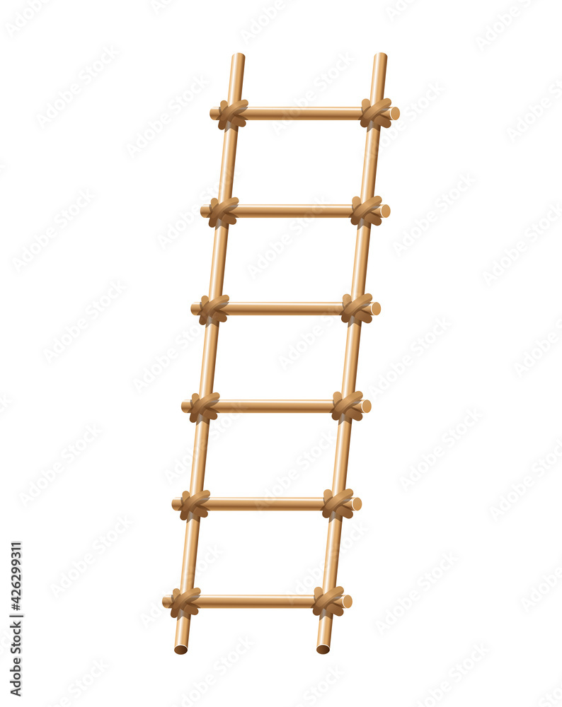 Wooden ladder household tool. Step ladder for domestic and construction needs. Isolated illustration Wooden ladder household tool. Step ladder for domestic and construction needs. Isolated illustration